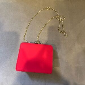 Vintage Gold Chain Purse 1980s Eximious Of London Red Kiss Lock Bag NWT clutch